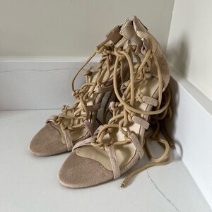 Beige lace up heels, size 7 from brand ChicMe. Worn once.